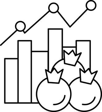 A black and white image of a graph with three circles on top of it Illustrazione stock