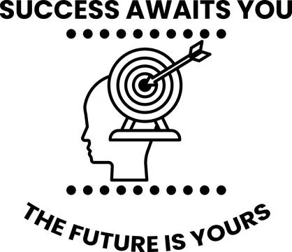 A black and white image of a head with a target on it Stock Illustration