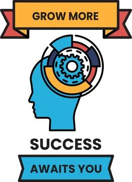 A black and white image of a head with a gear in the middle Stock Illustration