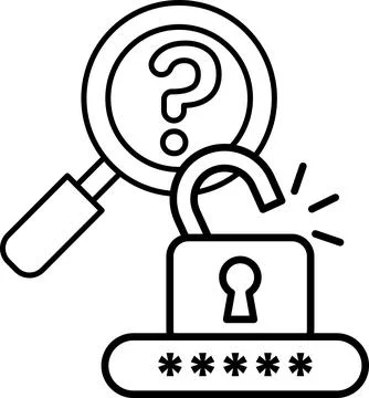 A black and white image of a keyhole with a magnifying glass over it Stock Illustration