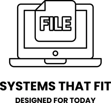 A black and white image of a laptop with the word File on it Stock Illustration