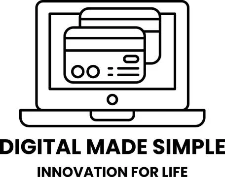 A black and white image of a laptop with a credit card on it Stock Illustration