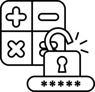 A black and white image of a lock with a key on it Stock Illustration