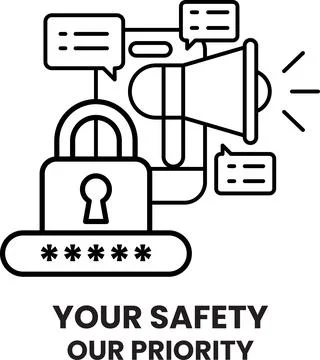 A black and white image of a lock with a key Stock Illustration