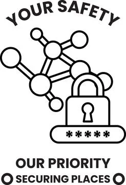 A black and white image of a lock with the words "Your Safety" written below  Stock Illustration
