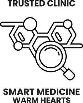 A black and white image of a magnifying glass with a label that reads "Smar.. Stock Illustration