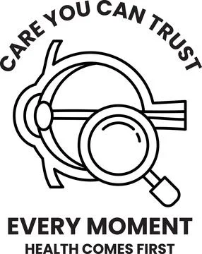 A black and white image of a magnifying glass with the words "care you can .. Stock Illustration