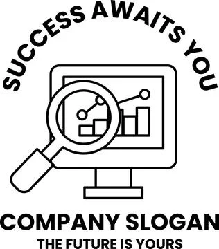 A black and white image of a magnifying glass on a computer monitor with th.. Stock Illustration