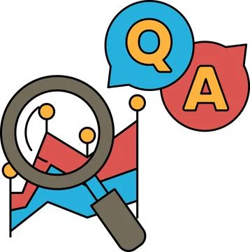 A black and white image of a magnifying glass with a question mark Stock Illustration
