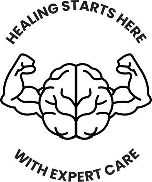 A black and white image of a man with a brain and biceps Stock Illustration