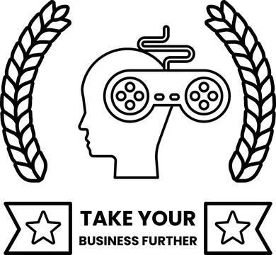 A black and white image of a man's head with a controller in his hands Illustrazione stock