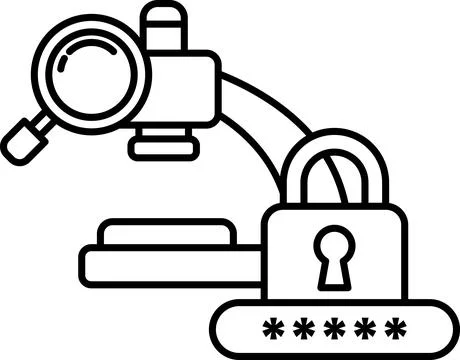 A black and white image of a microscope with a key on it イラスト素材