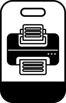 A black and white image of a printer and a phone Illustrazione stock