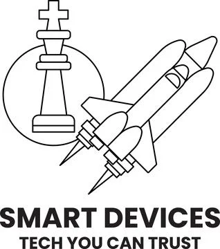 A black and white image of a rocket and a chess piece Stock Illustration