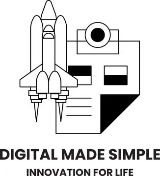 A black and white image of a rocket Stock Illustration
