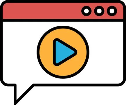 A black and white image of a screen with a play button on it Stock Illustration