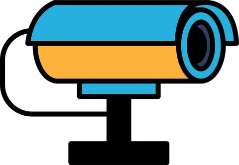 A black and white image of a security camera Illustrazione stock