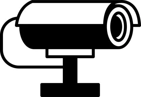 A black and white image of a security camera Illustrazione stock