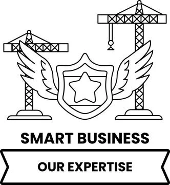 A black and white image of a shield with a star and wings on it Stock Illustration