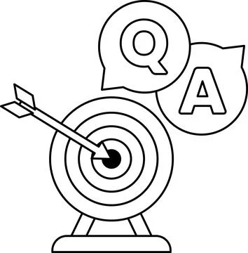 A black and white image of a target with a question mark Stock Illustration