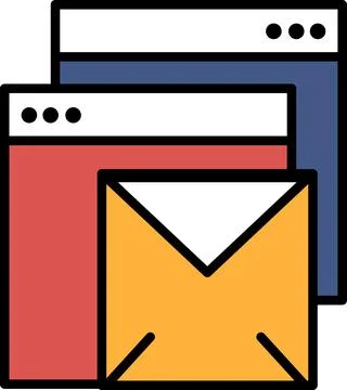 A black and white image of three envelopes stacked on top of each other 库存插图
