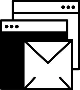 A black and white image of three envelopes stacked on top of each other 库存插图