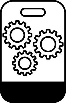 A black and white image of three gears with a white background Stock Illustration