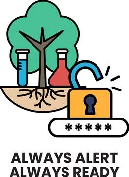 A black and white image of a tree with a lock on it and a key Stock Illustration