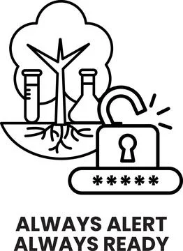 A black and white image of a tree with a lock on it and a key Stock Illustration