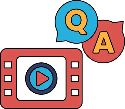 A black and white image of a TV with a question mark and an A on it Stock Illustration