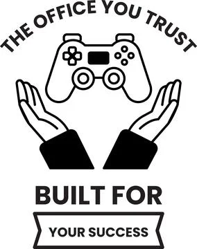 A black and white image of two hands holding a game controller with the wor.. Stock Illustration