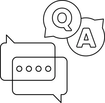 A black and white image of two speech bubbles with a question mark Stock Illustration