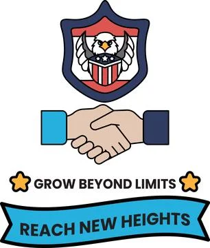 A black and white image of two hands shaking with the words Grow Beyond Limit Stock Illustration