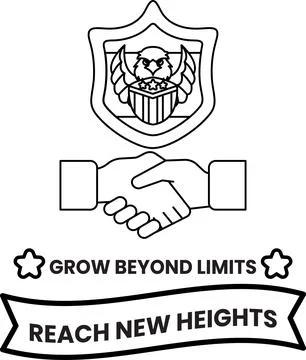 A black and white image of two hands shaking with the words Grow Beyond Limit Stock Illustration