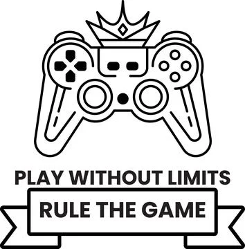 A black and white image of a video game controller with the words "Play witho Stock Illustration