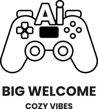 A black and white image of a video game controller with the letters AI on it Stock Illustration