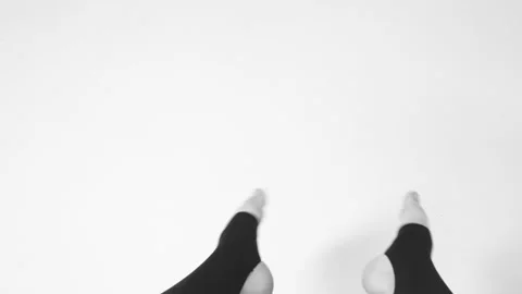 Black and white image. Young woman choreographer dancing in a black suit against Stock Footage 87267959