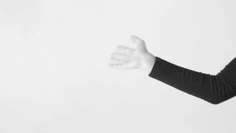 Black and white image. Young woman choreographer dancing in a black suit against Stock Footage 87268212