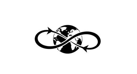 Black and white infinity earth globe icon Stock Illustration