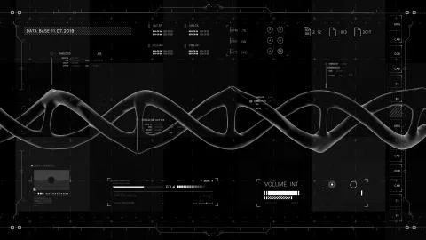 Black and white infographic elements with DNA structure. Futuristic user Stockillustratie