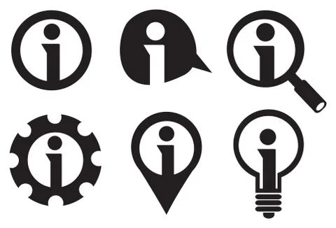 Black and White Information Vector Icon Set Stock Illustration