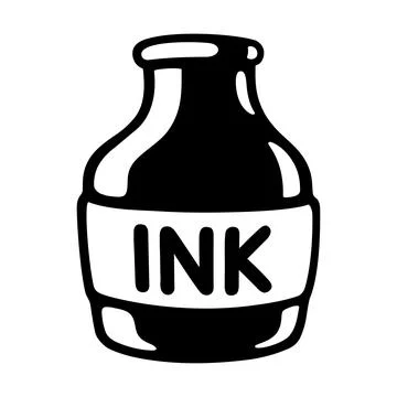 Black and white ink bottle illustration Stock Illustration