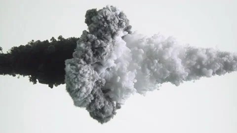 Black and white ink mixed with water on a white background. Stock Footage 186959083