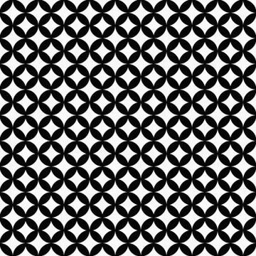 Black and white interconnected circles tiles pattern repeat background Stock Illustration