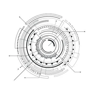Black and White Interface and Geometric Forms Illustrazione stock