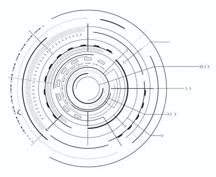 Black and White Interface and Geometric Forms Illustrazione stock