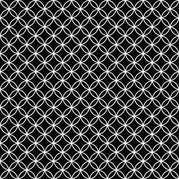 Black and white interlocking circles tiles pattern repeat background Stock Illustration