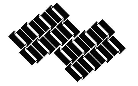 Black and white interlocking parallelogram optical illusion Stock Illustration