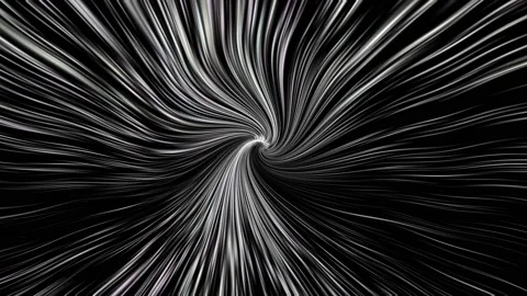 Black and White Interstellar Light Speed Voyage with Vortex Effect Stock Footage 130953646