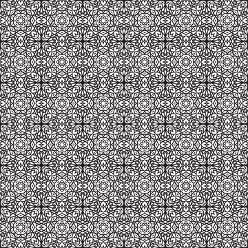 Black and white intricate pattern, textile design, seamless repeat, digital.. Stock Illustration